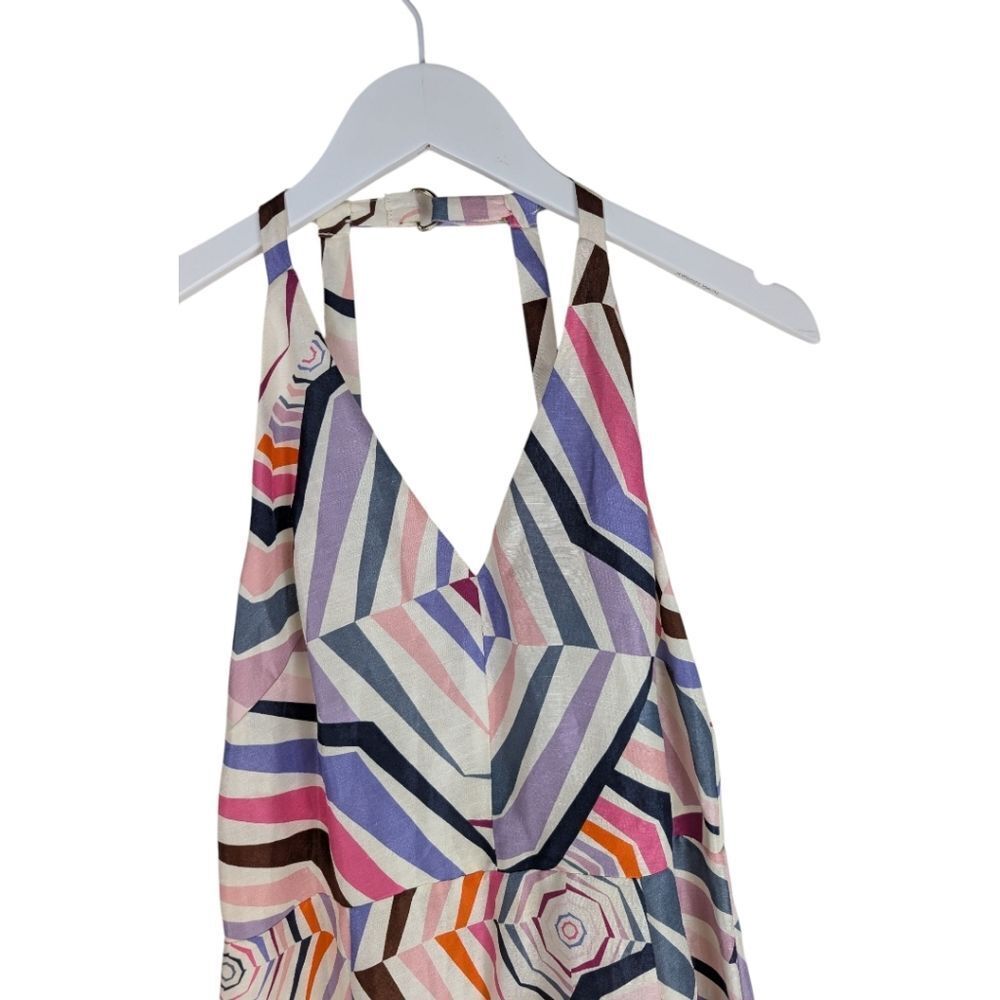 NWT Kate Spade Dress Geobrella Silk Linen Halter Multicolor A Line 6 - Picture 7 of 13